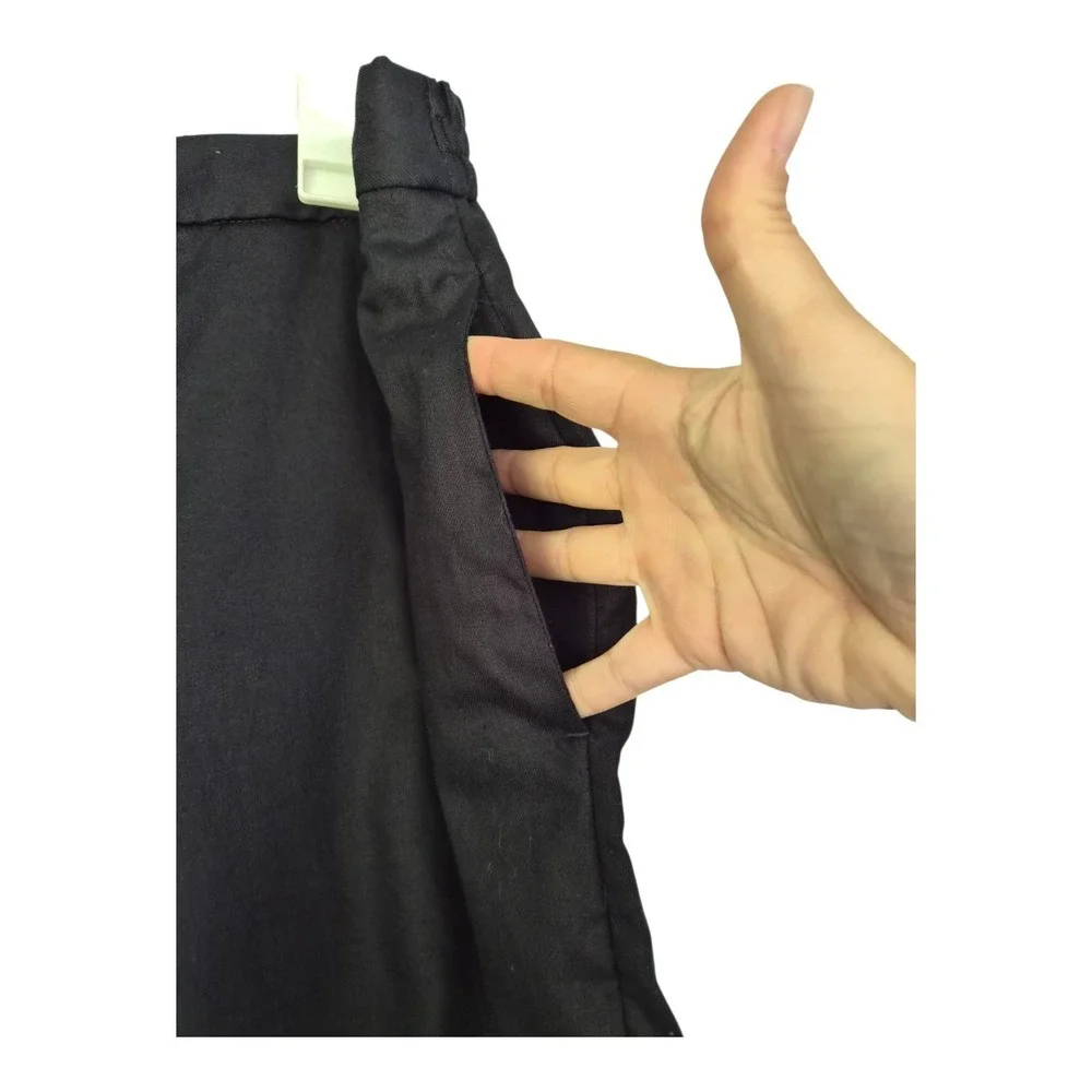 Banana Republic Wide Leg Cropped Pants Large Black Linen Blend High Rise NWT